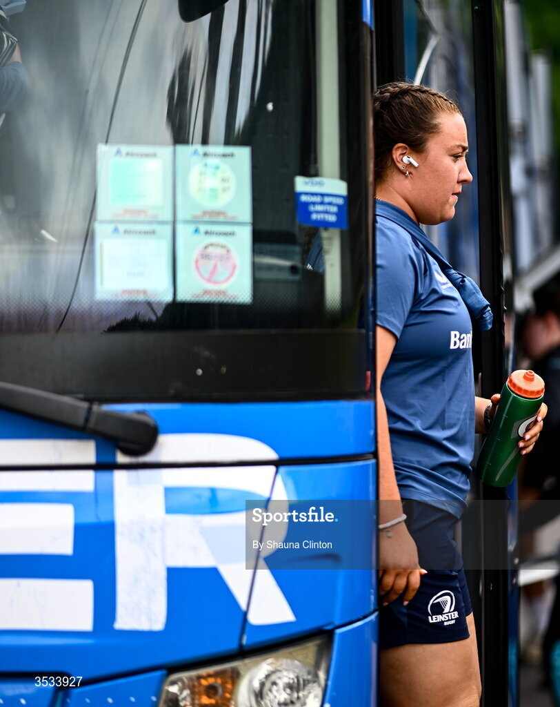 8 August 2026; Emma-Jane Wilson of Leinster arrives ahead of the Vodafone Womens Interprovincial Championship Round 1 match between Munster and Leinster at Virgin Media Park in Cork. Photo by Shauna Clinton/Sportsfile