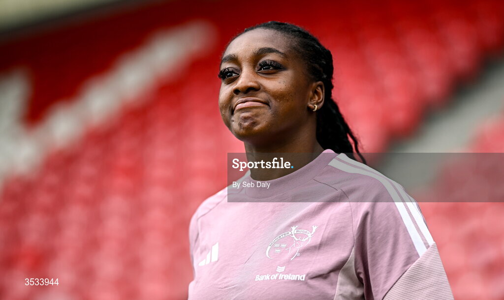 8 August 2026; Chisom Ugwueru of Munster before the Vodafone Womens Interprovincial Championship Round 1 match between Munster and Leinster at Virgin Media Park in Cork. Photo by Seb Daly/Sportsfile