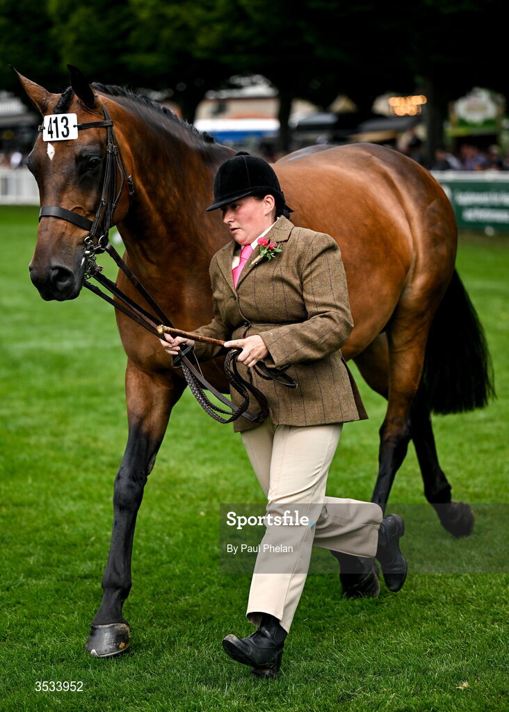 8 August 2026; Ghs Cavalier Claire of Ireland in the Mares & Foals during day four of the Gallagher Dublin Horse Show at the RDS in Dublin. Photo by Paul Phelan/Sportsfile