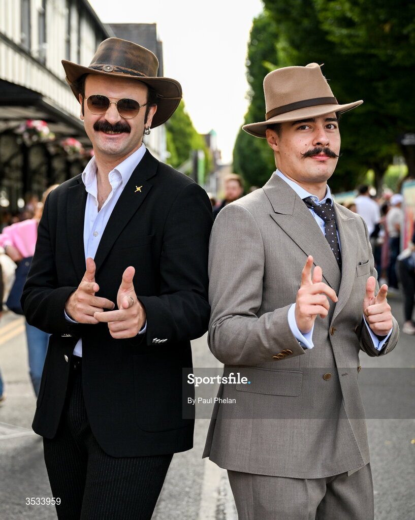 8 August 2026; Showjumping spectators Arsal Rehber and Bilge Gumus, from Ankara, Turkey during day four of the Gallagher Dublin Horse Show at the RDS in Dublin. Photo by Paul Phelan/Sportsfile