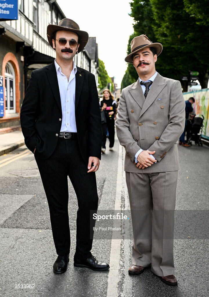 8 August 2026; Showjumping spectators Arsal Rehber and Bilge Gumus, from Ankara, Turkey during day four of the Gallagher Dublin Horse Show at the RDS in Dublin. Photo by Paul Phelan/Sportsfile