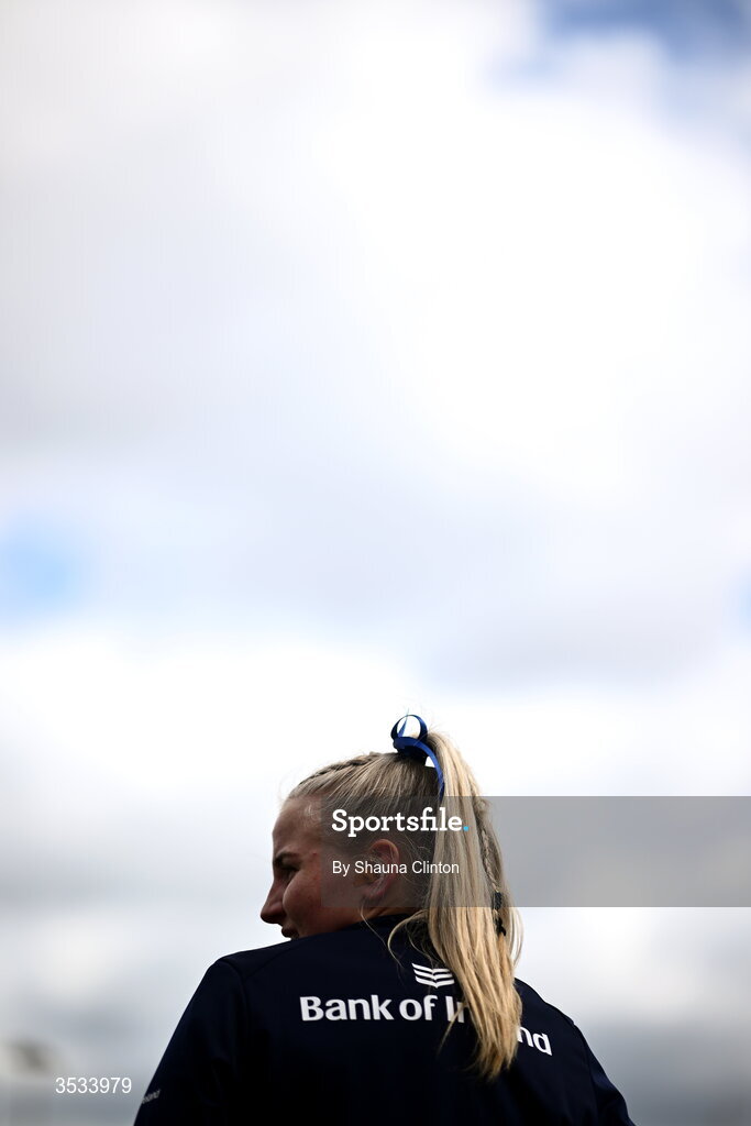 8 August 2026; Roisín Kinch of Leinster warms-up before the Vodafone Womens Interprovincial Championship Round 1 match between Munster and Leinster at Virgin Media Park in Cork. Photo by Shauna Clinton/Sportsfile