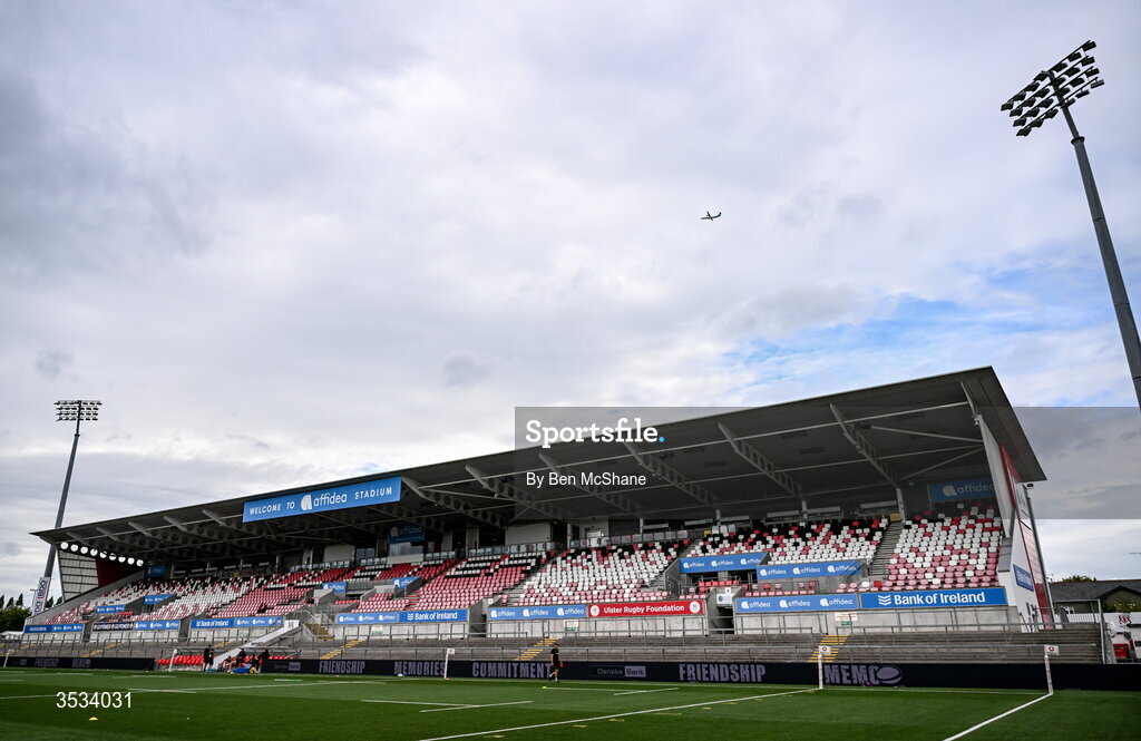 8 August 2026; A general view of Affidea Stadium before the Vodafone Womens Interprovincial Championship Round 1 match between Ulster and Connacht at Affidea Stadium in Belfast. Photo by Ben McShane/Sportsfile