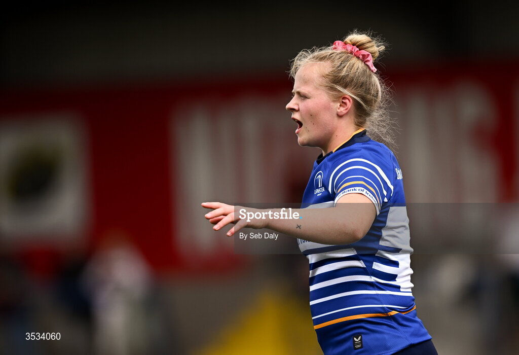 8 August 2026; Dannah O'Brien of Leinster during the Vodafone Womens Interprovincial Championship Round 1 match between Munster and Leinster at Virgin Media Park in Cork. Photo by Seb Daly/Sportsfile