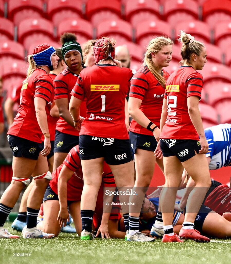 8 August 2026; Hannah Wilson of Leinster scores her side's third try during the Vodafone Womens Interprovincial Championship Round 1 match between Munster and Leinster at Virgin Media Park in Cork. Photo by Shauna Clinton/Sportsfile