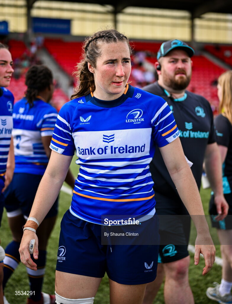 8 August 2026; Eve Higgins of Leinster after the Vodafone Womens Interprovincial Championship Round 1 match between Munster and Leinster at Virgin Media Park in Cork. Photo by Shauna Clinton/Sportsfile