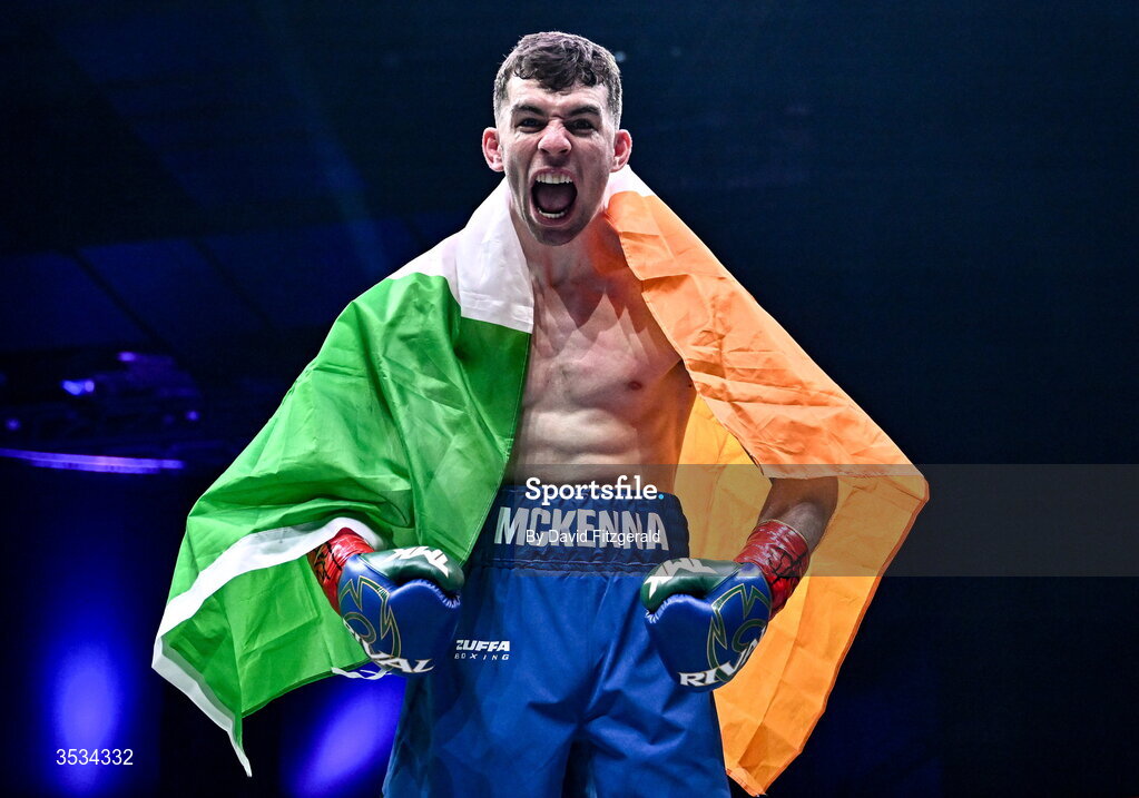 8 August 2026; Stevie McKenna after winning his middleweight bout against Owen O'Neill during the Zuffa Boxing 10 event at the 3Arena in Dublin. Photo by David Fitzgerald/Sportsfile