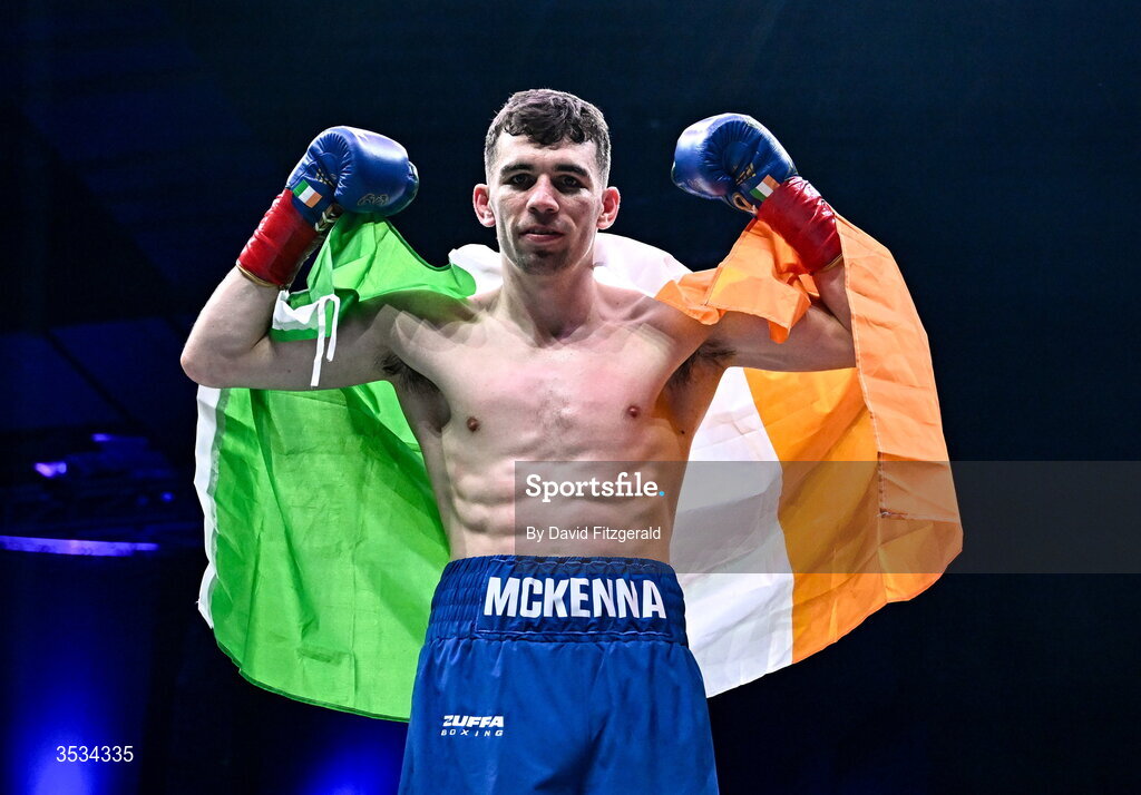 8 August 2026; Stevie McKenna after winning his middleweight bout against Owen O'Neill during the Zuffa Boxing 10 event at the 3Arena in Dublin. Photo by David Fitzgerald/Sportsfile