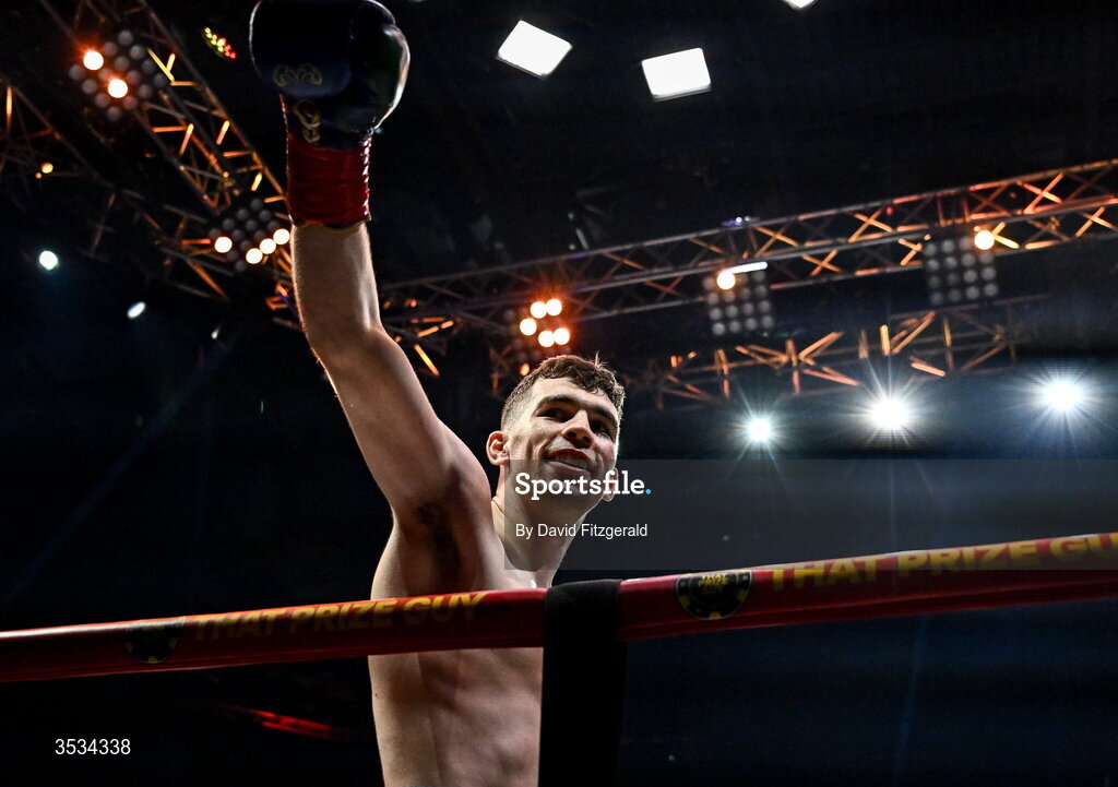 8 August 2026; Stevie McKenna after winning his middleweight bout against Owen O'Neill during the Zuffa Boxing 10 event at the 3Arena in Dublin. Photo by David Fitzgerald/Sportsfile