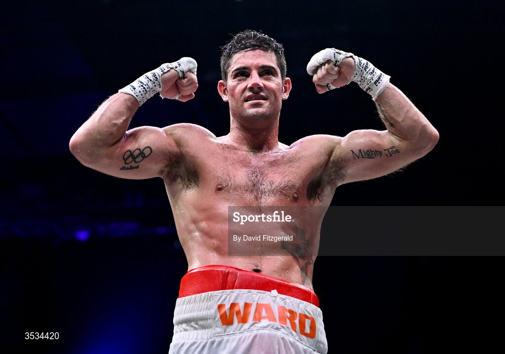 8 August 2026; Joe Ward after winning the light heavyweight bout against Artjom Kasparian during the Zuffa Boxing 10 event at the 3Arena in Dublin. Photo by David Fitzgerald/Sportsfile