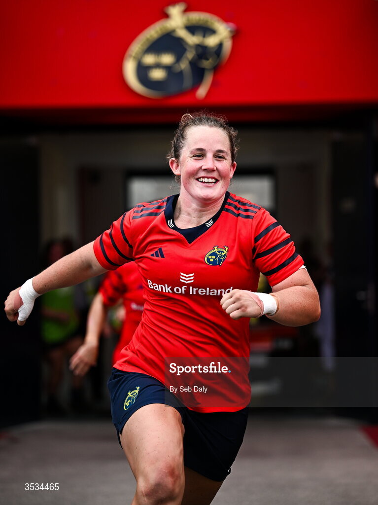 8 August 2026; Enya Breen of Munster before the Vodafone Womens Interprovincial Championship Round 1 match between Munster and Leinster at Virgin Media Park in Cork. Photo by Seb Daly/Sportsfile