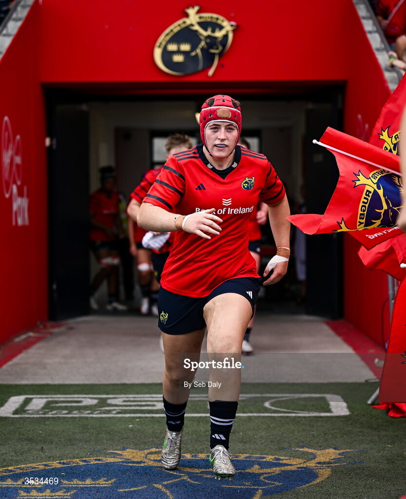 8 August 2026; Siobhan McCarthy of Munster before the Vodafone Womens Interprovincial Championship Round 1 match between Munster and Leinster at Virgin Media Park in Cork. Photo by Seb Daly/Sportsfile