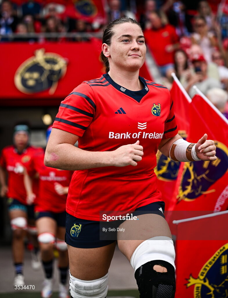 8 August 2026; Jane Clohessy of Munster before the Vodafone Womens Interprovincial Championship Round 1 match between Munster and Leinster at Virgin Media Park in Cork. Photo by Seb Daly/Sportsfile