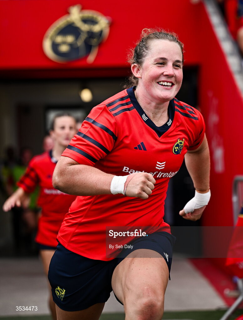 8 August 2026; Enya Breen of Munster before the Vodafone Womens Interprovincial Championship Round 1 match between Munster and Leinster at Virgin Media Park in Cork. Photo by Seb Daly/Sportsfile