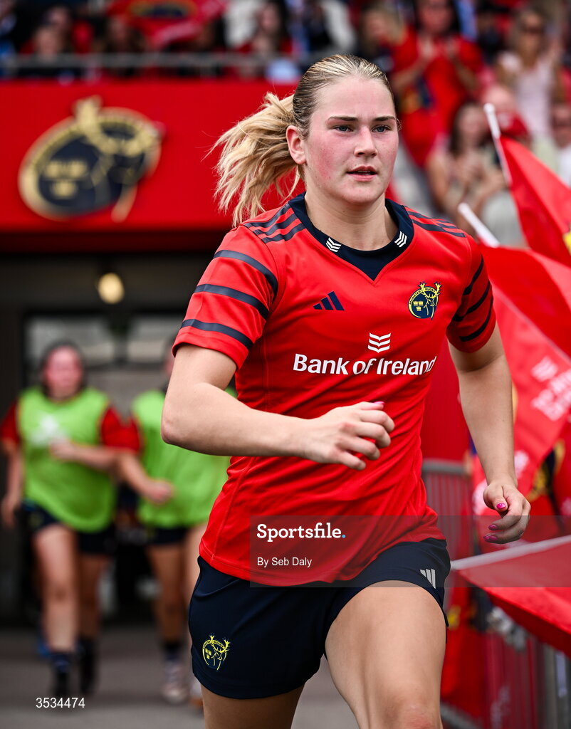 8 August 2026; Aoife Corey of Munster before the Vodafone Womens Interprovincial Championship Round 1 match between Munster and Leinster at Virgin Media Park in Cork. Photo by Seb Daly/Sportsfile