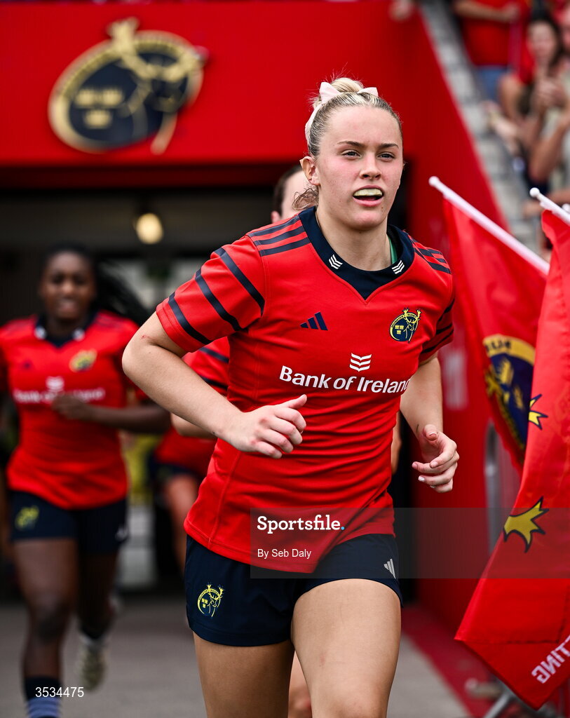8 August 2026; Lucia Linn of Munster before the Vodafone Womens Interprovincial Championship Round 1 match between Munster and Leinster at Virgin Media Park in Cork. Photo by Seb Daly/Sportsfile