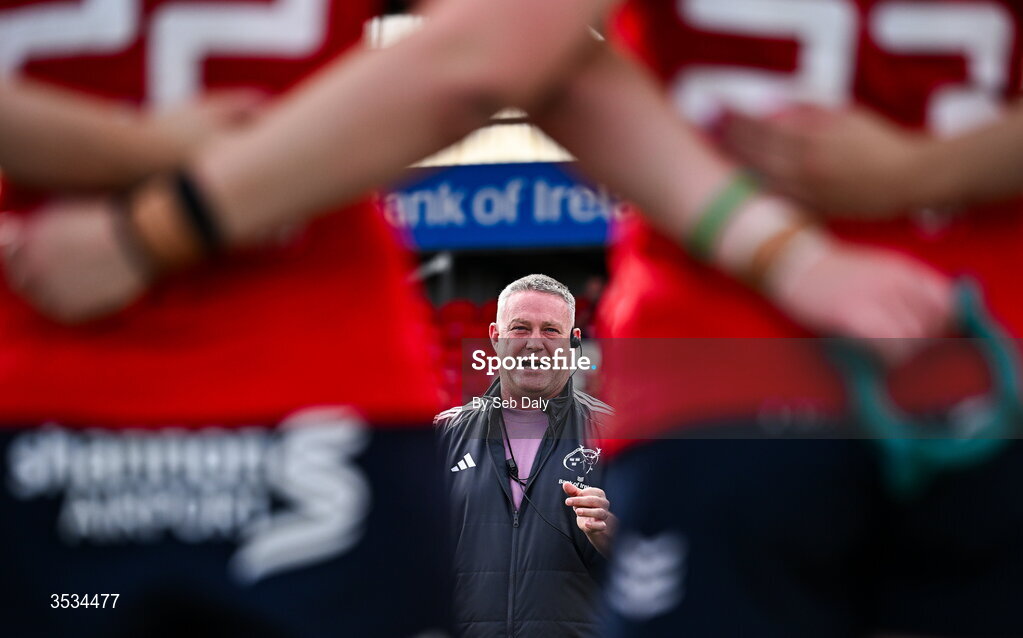 8 August 2026; Munster head coach Matt Brown after the Vodafone Womens Interprovincial Championship Round 1 match between Munster and Leinster at Virgin Media Park in Cork. Photo by Seb Daly/Sportsfile