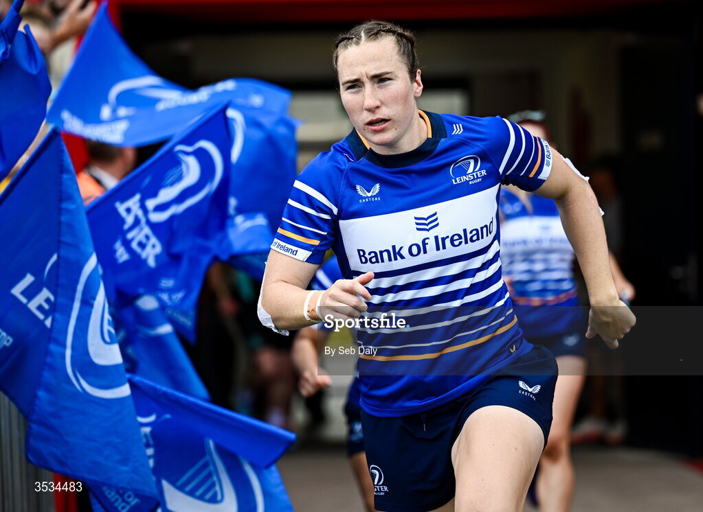 8 August 2026; Eve Higgins of Leinster before the Vodafone Womens Interprovincial Championship Round 1 match between Munster and Leinster at Virgin Media Park in Cork. Photo by Seb Daly/Sportsfile