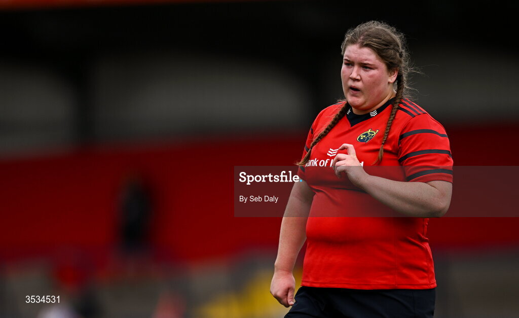 8 August 2026; Eilís Cahill of Munster during the Vodafone Womens Interprovincial Championship Round 1 match between Munster and Leinster at Virgin Media Park in Cork. Photo by Seb Daly/Sportsfile