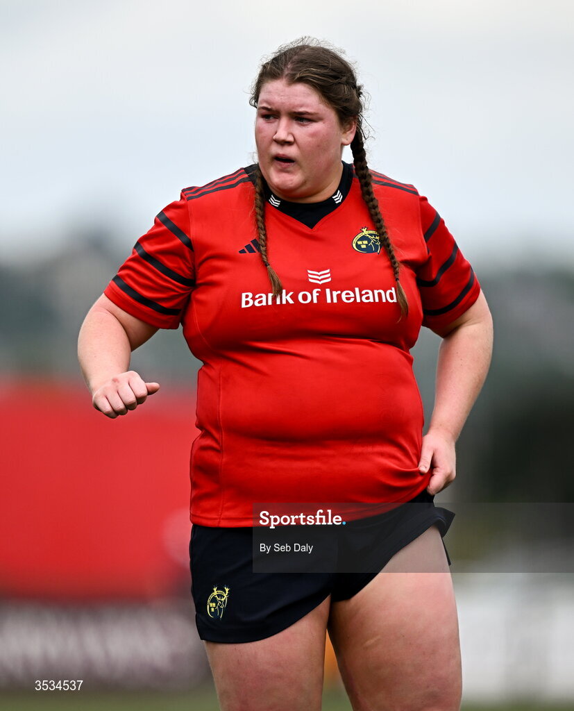 8 August 2026; Eilís Cahill of Munster during the Vodafone Womens Interprovincial Championship Round 1 match between Munster and Leinster at Virgin Media Park in Cork. Photo by Seb Daly/Sportsfile