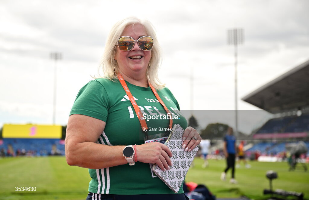 9 August 2026; Athletics Ireland Operational Team Manager Teresa McDaid during a training session ahead of the European Athletics Championships 2026 at Alexander Stadium in Birmingham, England. Photo by Sam Barnes/Sportsfile