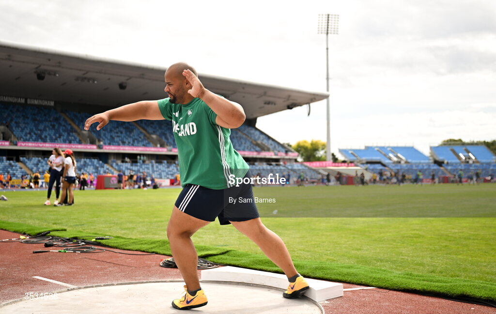 9 August 2026; Eric Favors of Ireland during a training session ahead of the European Athletics Championships 2026 at Alexander Stadium in Birmingham, England. Photo by Sam Barnes/Sportsfile