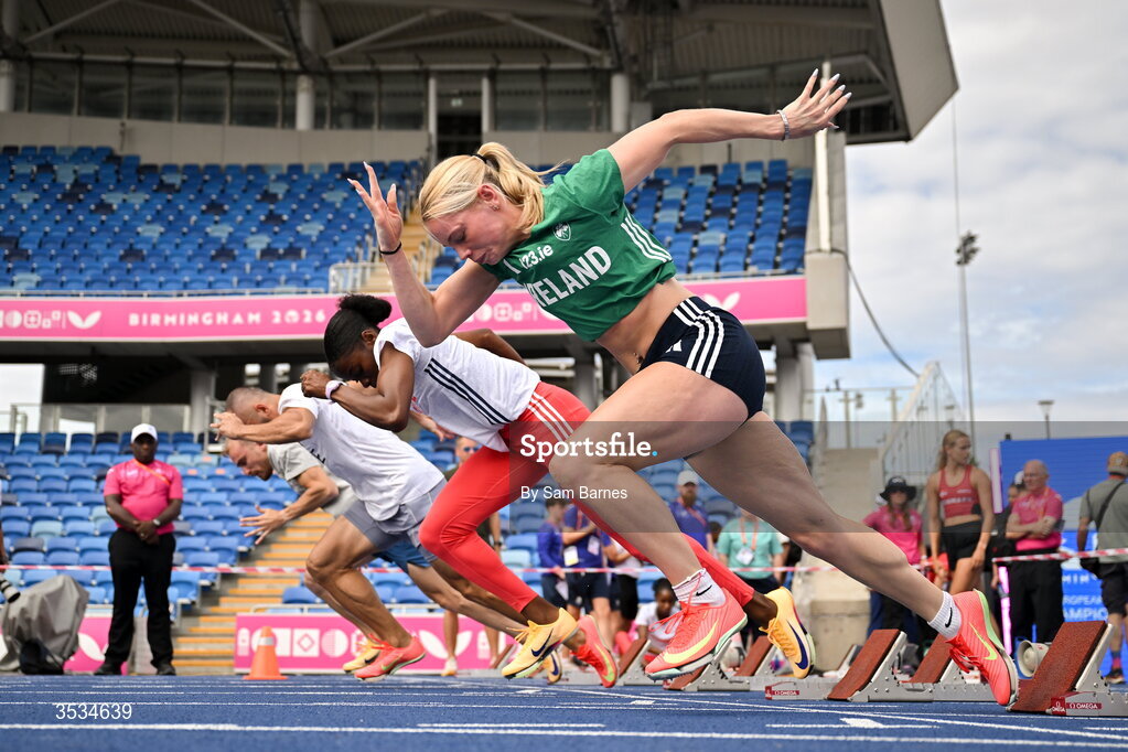 9 August 2026; Lauren Roy of Ireland during a training session ahead of the European Athletics Championships 2026 at Alexander Stadium in Birmingham, England. Photo by Sam Barnes/Sportsfile