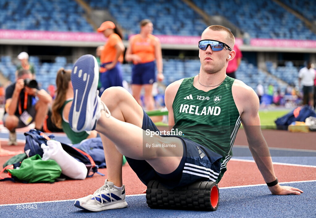 9 August 2026; Jack Raftery of Ireland during a training session ahead of the European Athletics Championships 2026 at Alexander Stadium in Birmingham, England. Photo by Sam Barnes/Sportsfile