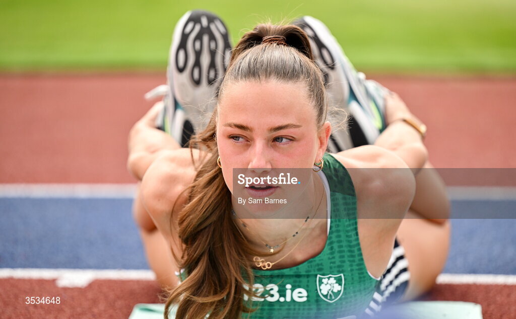 9 August 2026; Sophie Becker of Ireland during a training session ahead of the European Athletics Championships 2026 at Alexander Stadium in Birmingham, England. Photo by Sam Barnes/Sportsfile