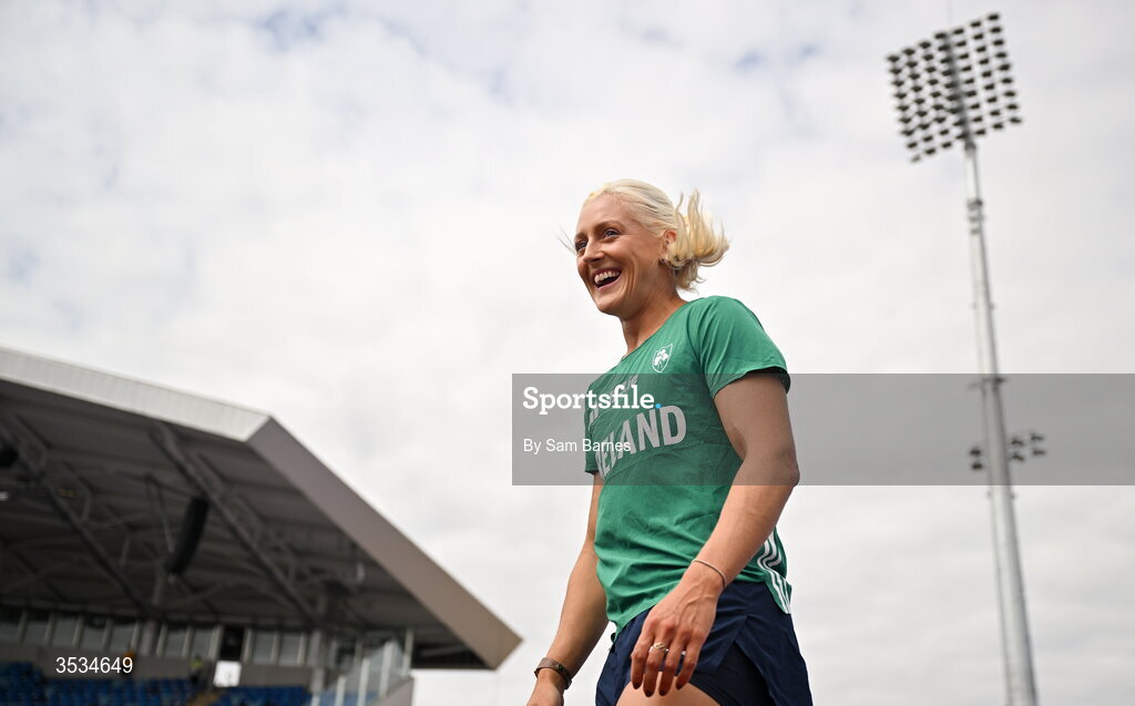 9 August 2026; Sarah Lavin of Ireland during a training session ahead of the European Athletics Championships 2026 at Alexander Stadium in Birmingham, England. Photo by Sam Barnes/Sportsfile