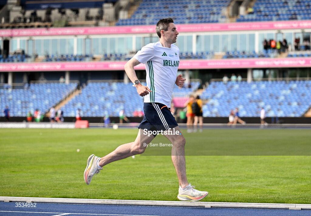 9 August 2026; Mark English of Ireland during a training session ahead of the European Athletics Championships 2026 at Alexander Stadium in Birmingham, England. Photo by Sam Barnes/Sportsfile