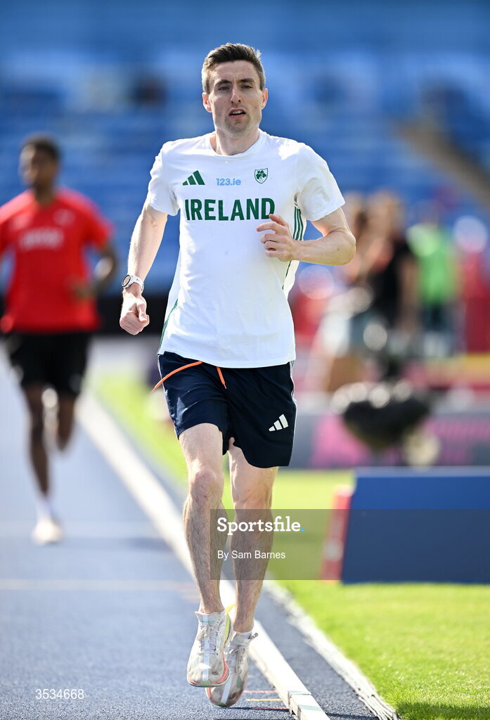 9 August 2026; Mark English of Ireland during a training session ahead of the European Athletics Championships 2026 at Alexander Stadium in Birmingham, England. Photo by Sam Barnes/Sportsfile