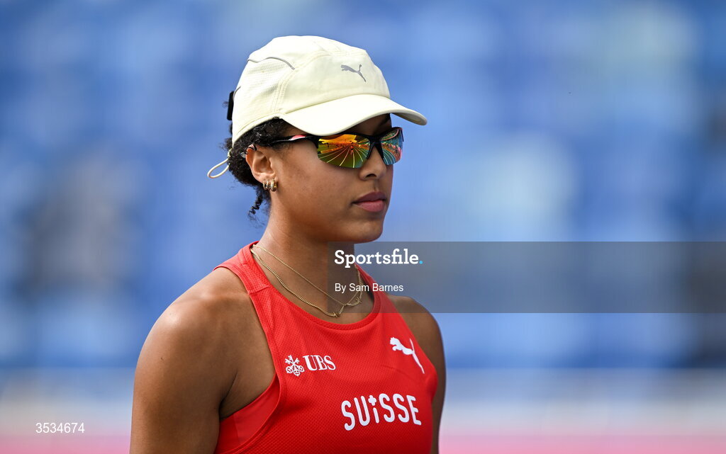 9 August 2026; Audrey Werro of Switzerland during a training session ahead of the European Athletics Championships 2026 at Alexander Stadium in Birmingham, England. Photo by Sam Barnes/Sportsfile