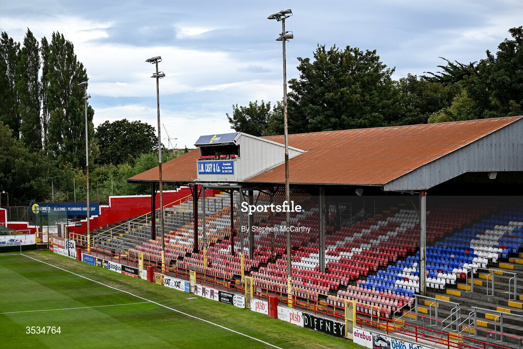9 August 2026; A general view inside Tolka Park before the SSE Airtricity Men’s Premier Division match between Shelbourne and St Patrick's Athletic at Tolka Park in Dublin. Photo by Stephen McCarthy/Sportsfile
