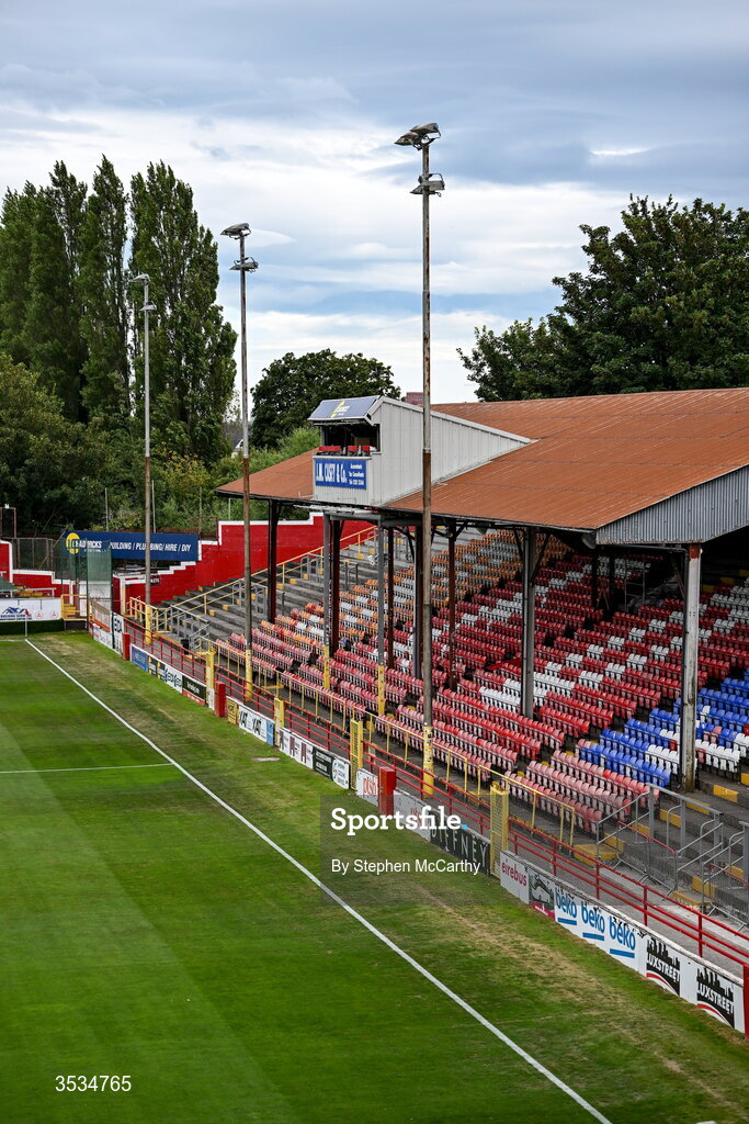 9 August 2026; A general view inside Tolka Park before the SSE Airtricity Men’s Premier Division match between Shelbourne and St Patrick's Athletic at Tolka Park in Dublin. Photo by Stephen McCarthy/Sportsfile