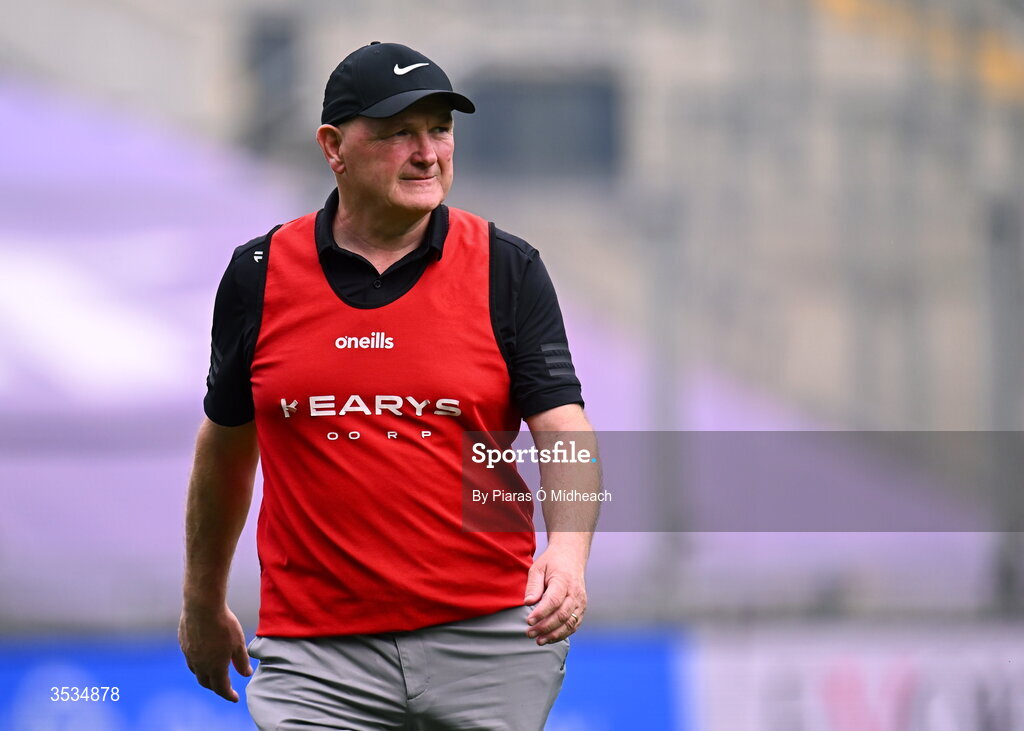 9 August 2026; Cork manager Ger Manley before the Glen Dimplex All-Ireland Senior Camogie Championship final match between Galway and Cork at Croke Park in Dublin. Photo by Piaras Ó Mídheach/Sportsfile