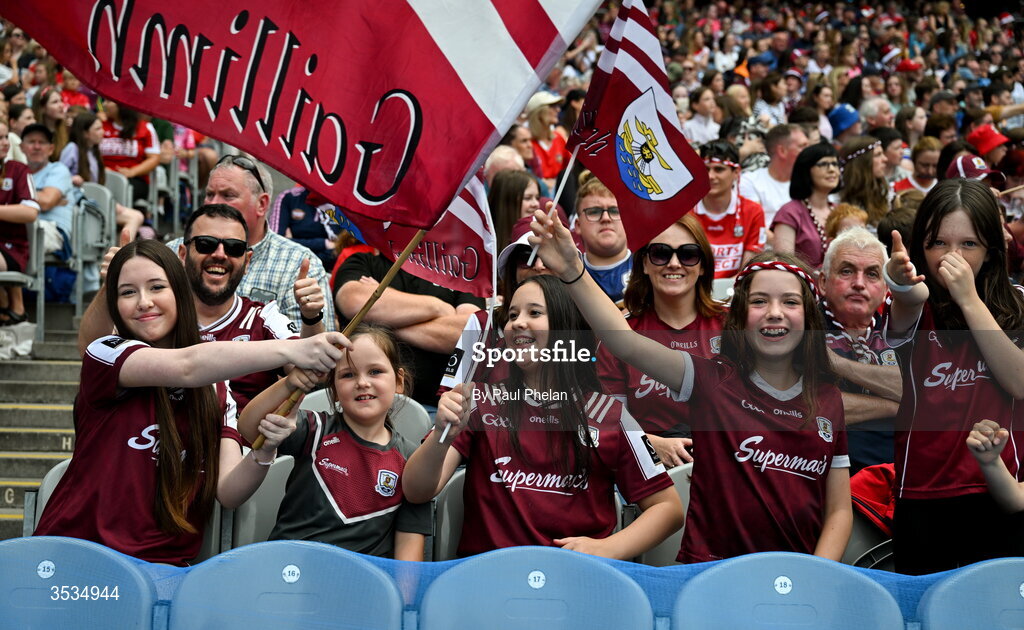 9 August 2026; Galway supporters during the Glen Dimplex All-Ireland Senior Camogie Championship final match between Galway and Cork at Croke Park in Dublin. Photo by Paul Phelan/Sportsfile