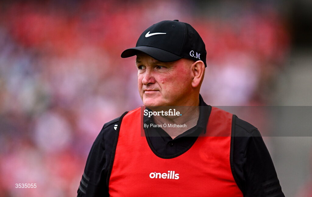 9 August 2026; Cork manager Ger Manley during the Glen Dimplex All-Ireland Senior Camogie Championship final match between Galway and Cork at Croke Park in Dublin. Photo by Piaras Ó Mídheach/Sportsfile