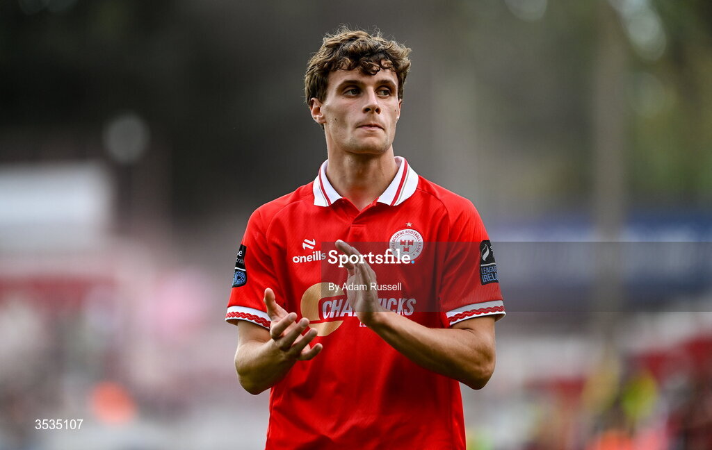9 August 2026; Will Jarvis of Shelbourne following the SSE Airtricity Men’s Premier Division match between Shelbourne and St Patrick's Athletic at Tolka Park in Dublin. Photo by Adam Russell/Sportsfile