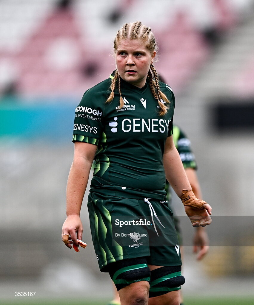 8 August 2026; Hannah Johnston of Connacht during the Vodafone Womens Interprovincial Championship Round 1 match between Ulster and Connacht at Affidea Stadium in Belfast. Photo by Ben McShane/Sportsfile