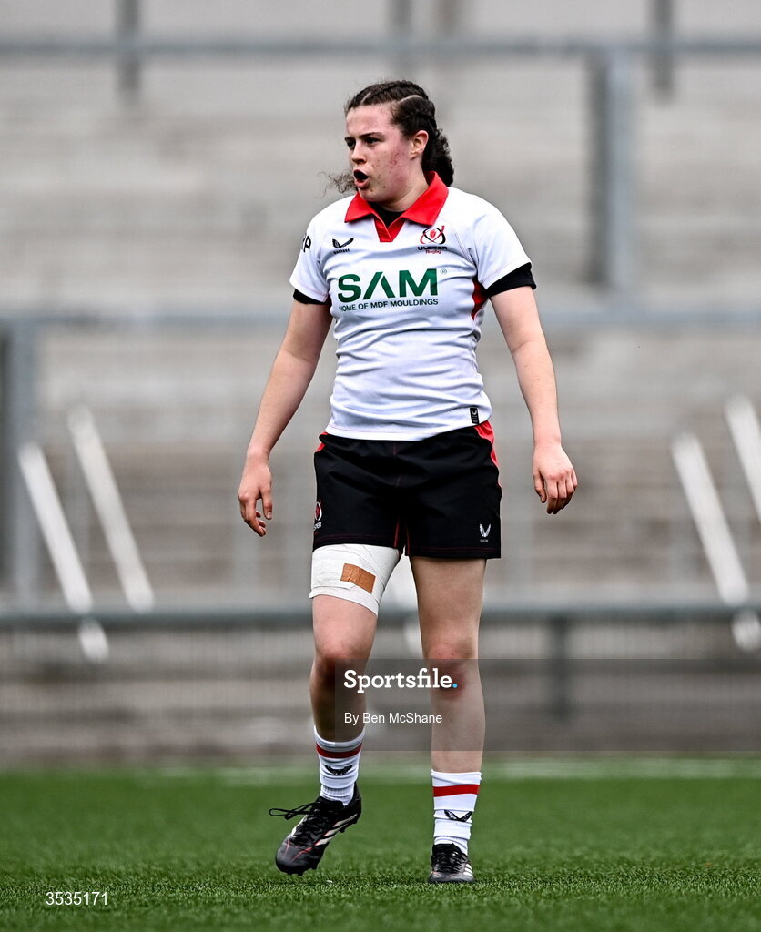 8 August 2026; Abby Moyles of Ulster during the Vodafone Womens Interprovincial Championship Round 1 match between Ulster and Connacht at Affidea Stadium in Belfast. Photo by Ben McShane/Sportsfile