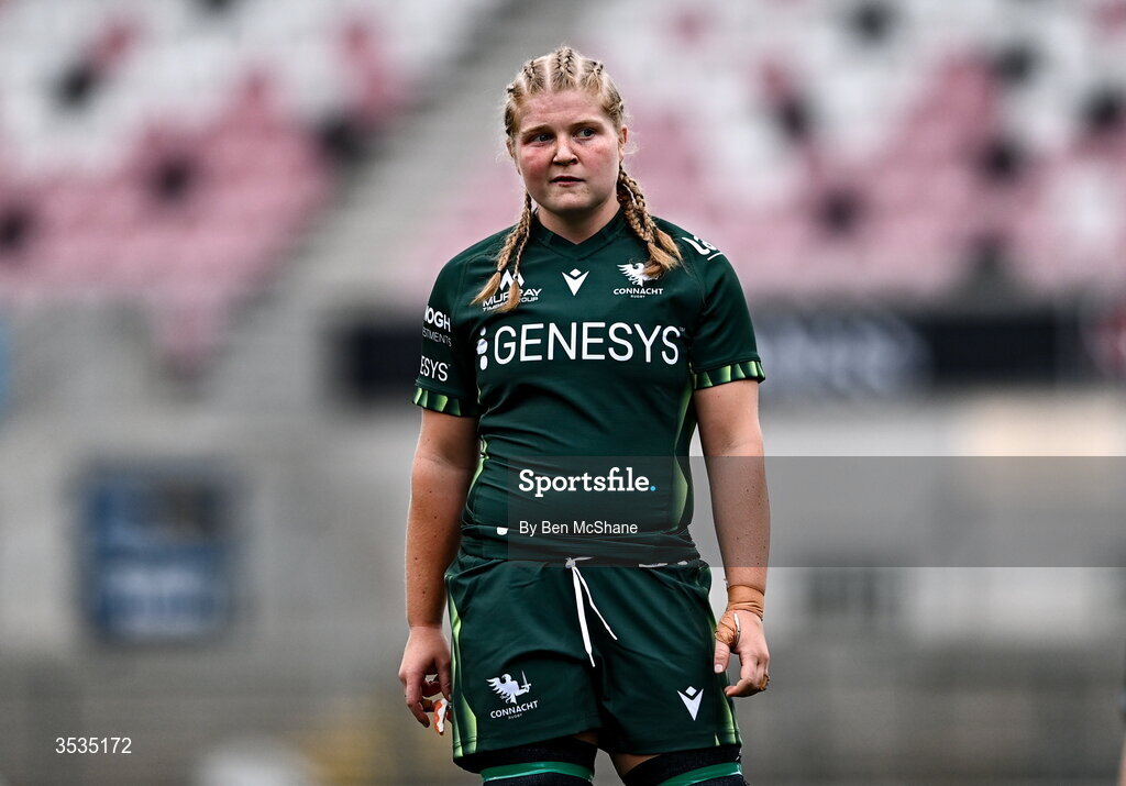 8 August 2026; Hannah Johnston of Connacht during the Vodafone Womens Interprovincial Championship Round 1 match between Ulster and Connacht at Affidea Stadium in Belfast. Photo by Ben McShane/Sportsfile