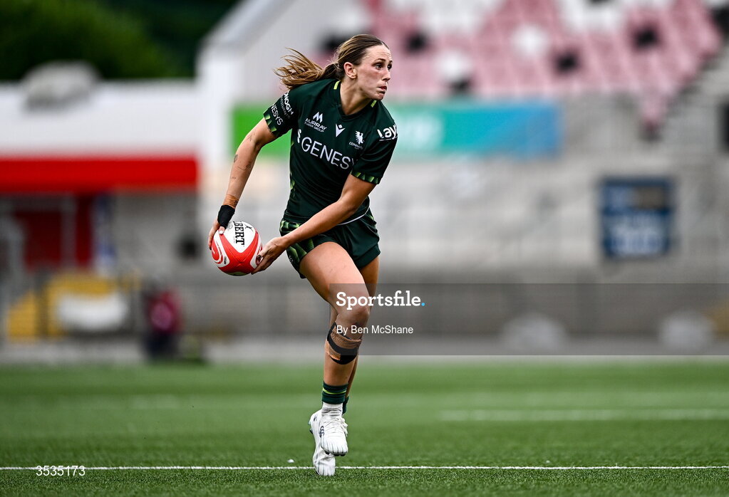 8 August 2026; Anna McGann of Connacht during the Vodafone Womens Interprovincial Championship Round 1 match between Ulster and Connacht at Affidea Stadium in Belfast. Photo by Ben McShane/Sportsfile