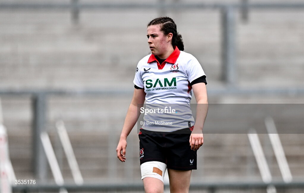 8 August 2026; Abby Moyles of Ulster during the Vodafone Womens Interprovincial Championship Round 1 match between Ulster and Connacht at Affidea Stadium in Belfast. Photo by Ben McShane/Sportsfile