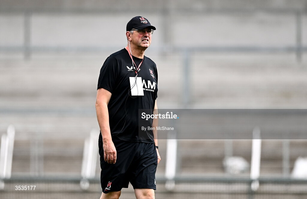 8 August 2026; Ulster athletic development coach Kevin Gallagher before the Vodafone Womens Interprovincial Championship Round 1 match between Ulster and Connacht at Affidea Stadium in Belfast. Photo by Ben McShane/Sportsfile