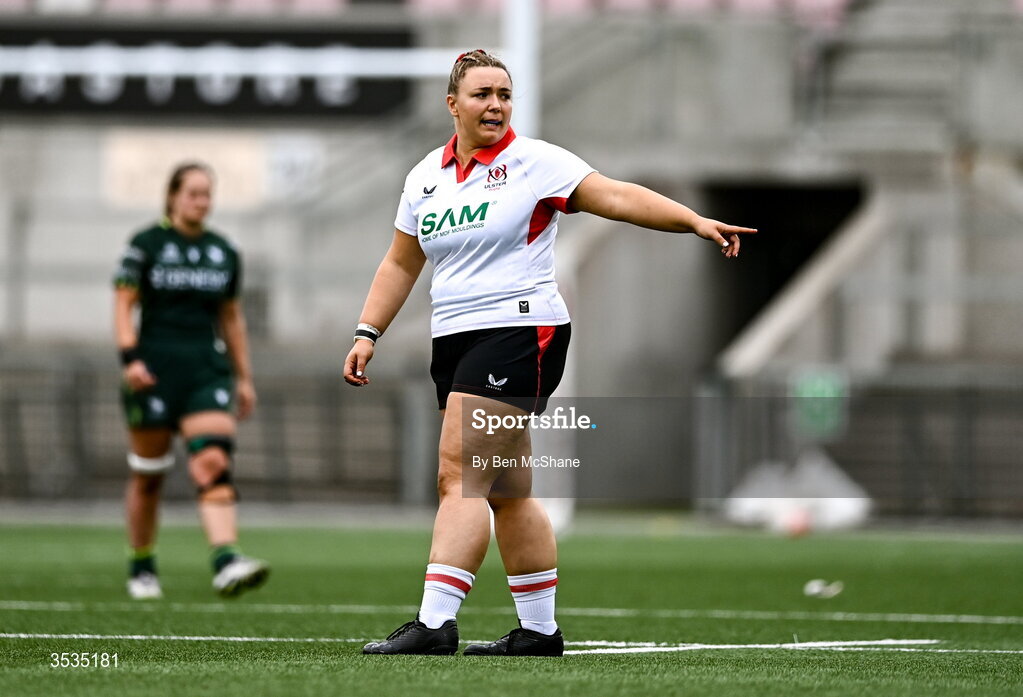 8 August 2026; Ava Fannin of Ulster during the Vodafone Womens Interprovincial Championship Round 1 match between Ulster and Connacht at Affidea Stadium in Belfast. Photo by Ben McShane/Sportsfile