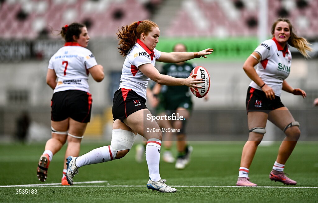 8 August 2026; Ella Durkan of Ulster during the Vodafone Womens Interprovincial Championship Round 1 match between Ulster and Connacht at Affidea Stadium in Belfast. Photo by Ben McShane/Sportsfile