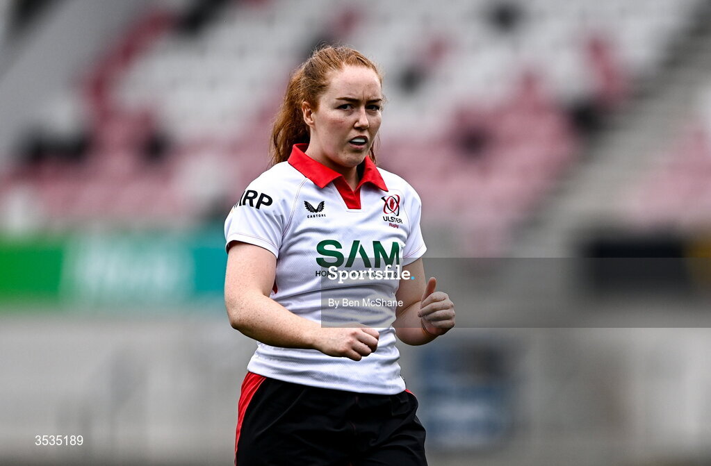 8 August 2026; Ella Durkan of Ulster during the Vodafone Womens Interprovincial Championship Round 1 match between Ulster and Connacht at Affidea Stadium in Belfast. Photo by Ben McShane/Sportsfile