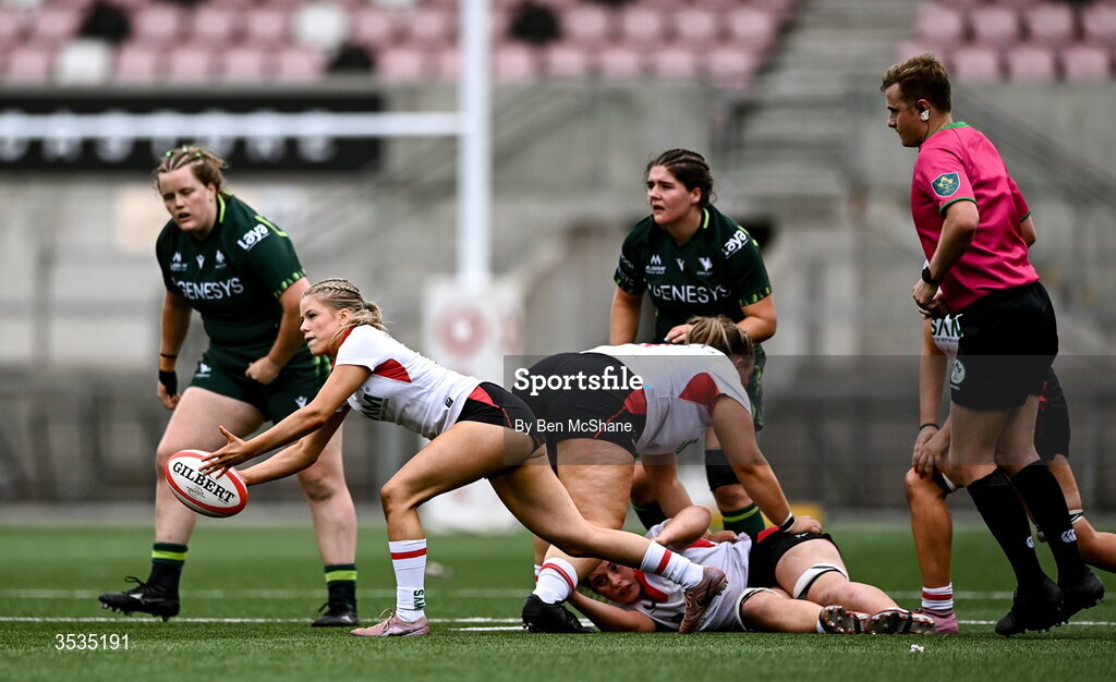 8 August 2026; Amy McConkey of Ulster during the Vodafone Womens Interprovincial Championship Round 1 match between Ulster and Connacht at Affidea Stadium in Belfast. Photo by Ben McShane/Sportsfile