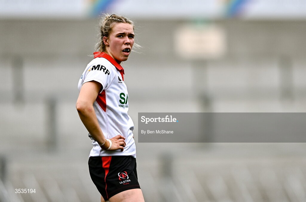 8 August 2026; Rebecca Beacom of Ulster during the Vodafone Womens Interprovincial Championship Round 1 match between Ulster and Connacht at Affidea Stadium in Belfast. Photo by Ben McShane/Sportsfile
